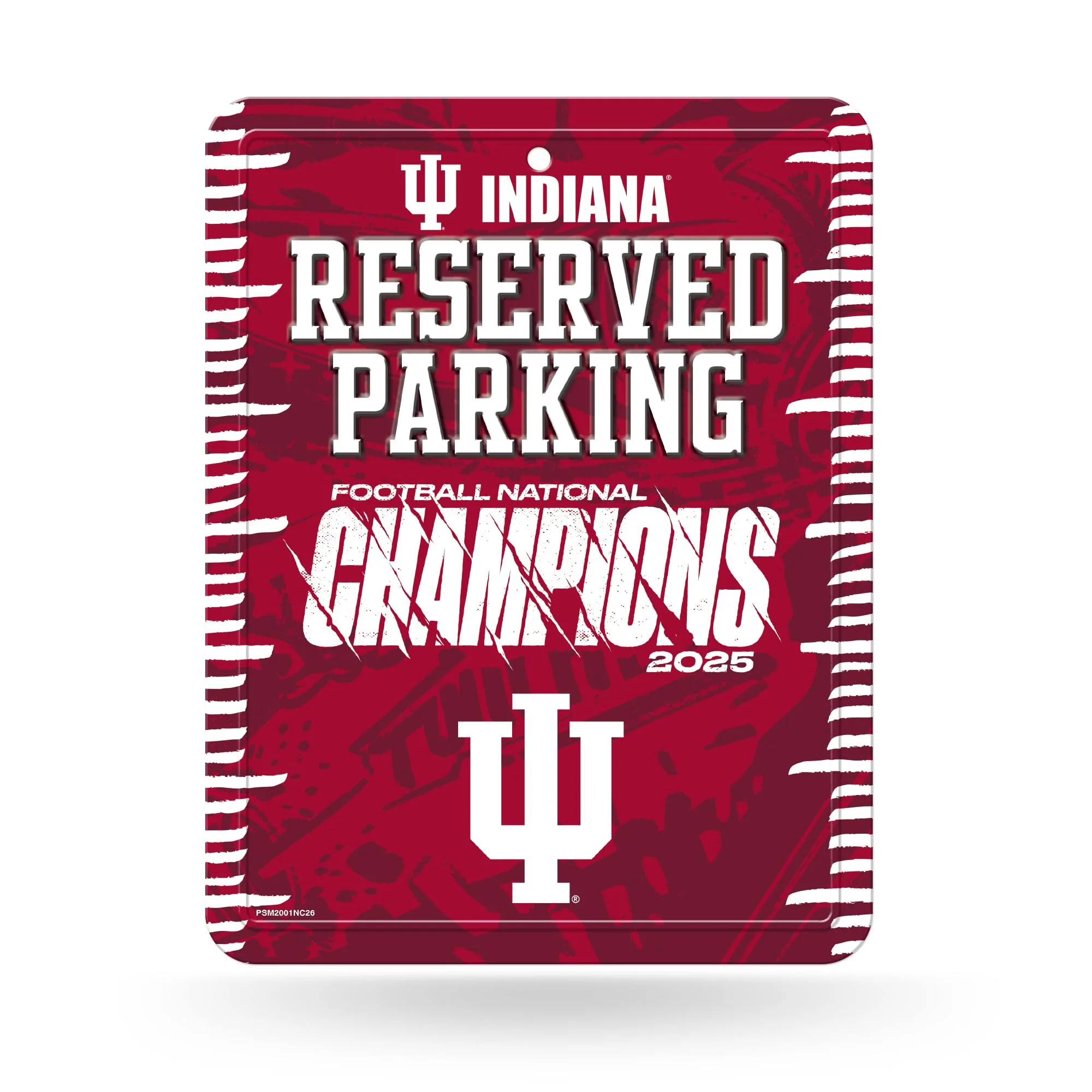 Rico Industries NCAA Indiana Hoosiers 2026 Football National Champions 8.5" x 11" Carbon Fiber Metal Parking Sign - Great for Man Cave, Bed Room, Office, Home Décor
