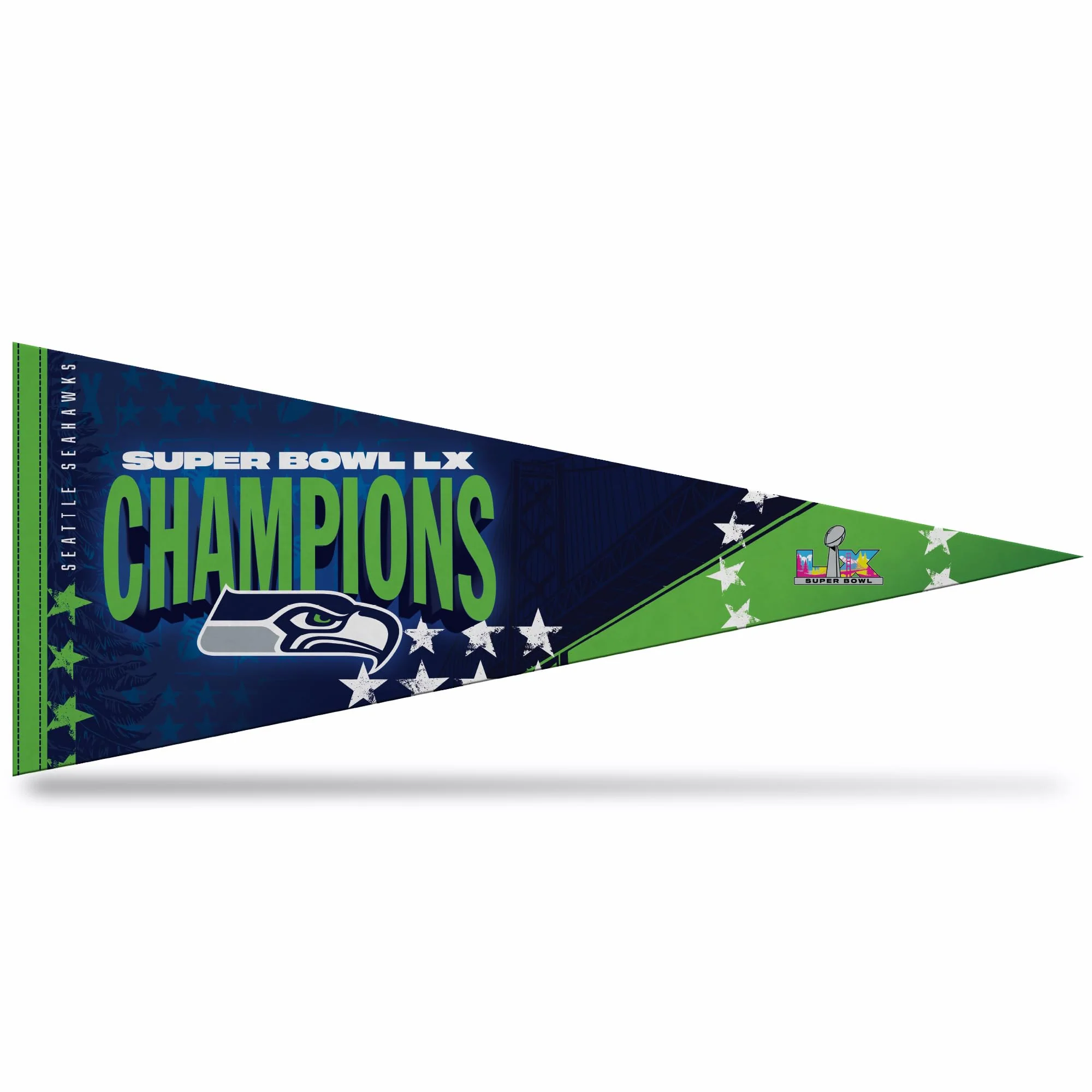 Rico Industries NFL Football Seattle Seahawks 2026 Super Bowl LX Champions 12" x 30" Felt Wall Décor Pennant - Great for Home/Bed Room/Man Cave Décor