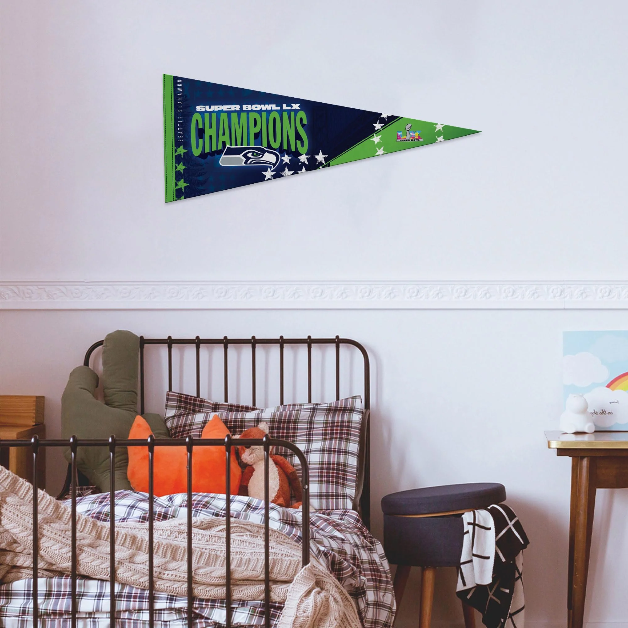 Rico Industries NFL Football Seattle Seahawks 2026 Super Bowl LX Champions 12" x 30" Felt Wall Décor Pennant - Great for Home/Bed Room/Man Cave Décor - Image 4
