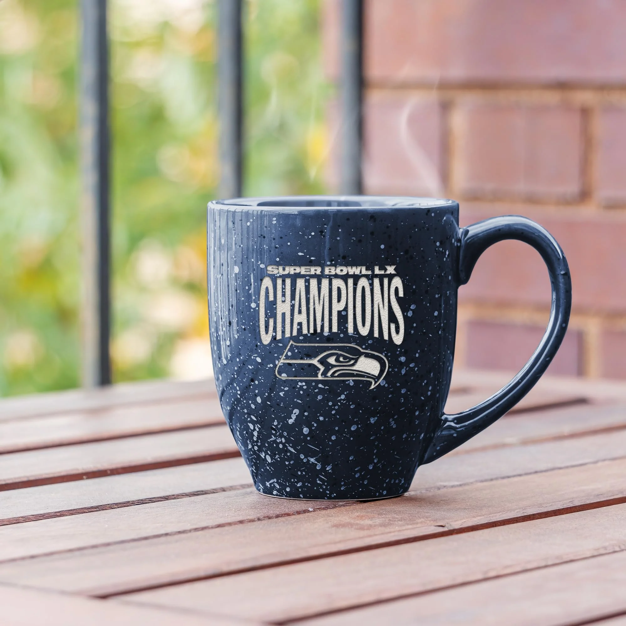 Rico Industries NFL Football Seattle Seahawks 2026 Super Bowl LX Champions 16 oz Team Color Laser Engraved Speckled Ceramic Coffee Mug - Image 2