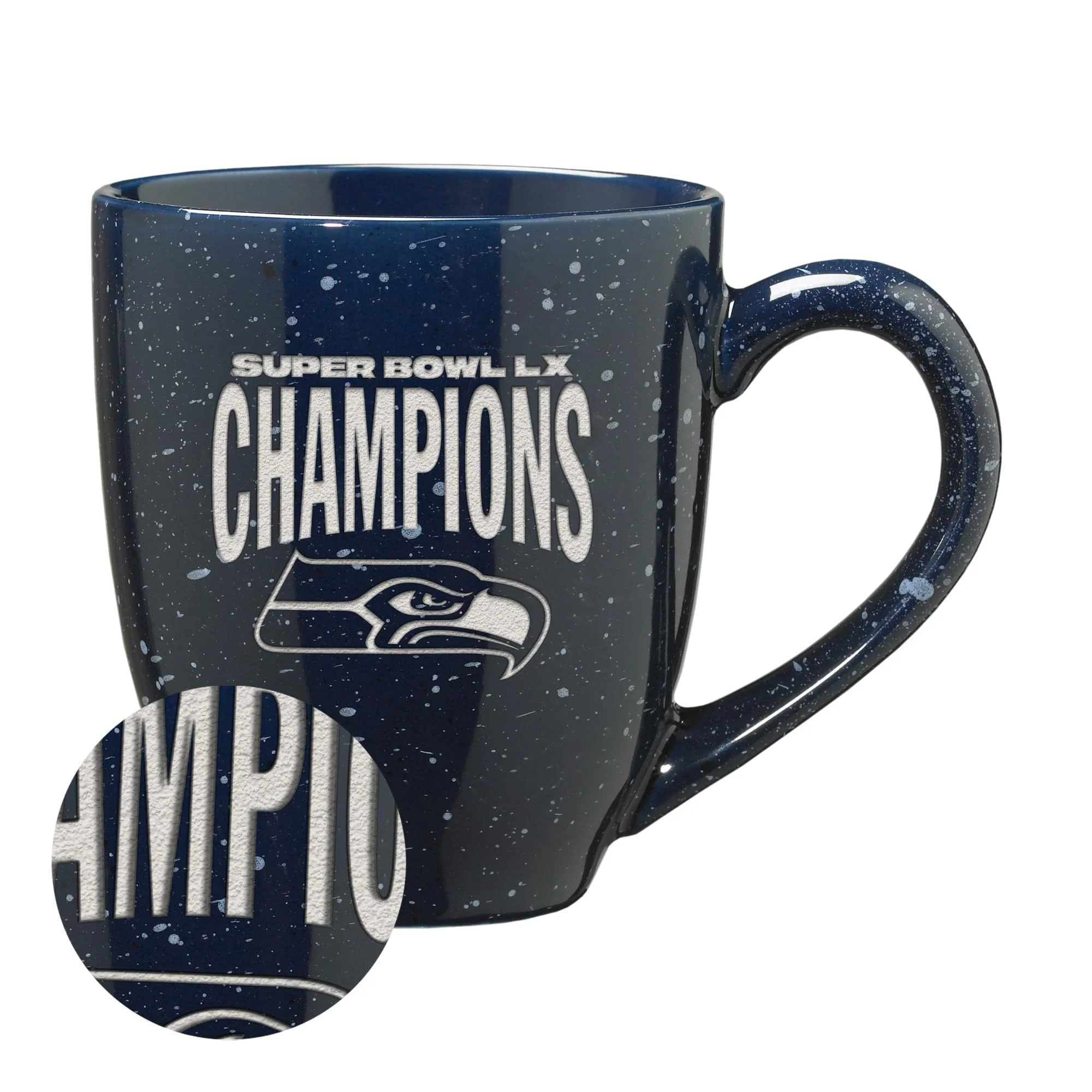 Rico Industries NFL Football Seattle Seahawks 2026 Super Bowl LX Champions 16 oz Team Color Laser Engraved Speckled Ceramic Coffee Mug - Image 6