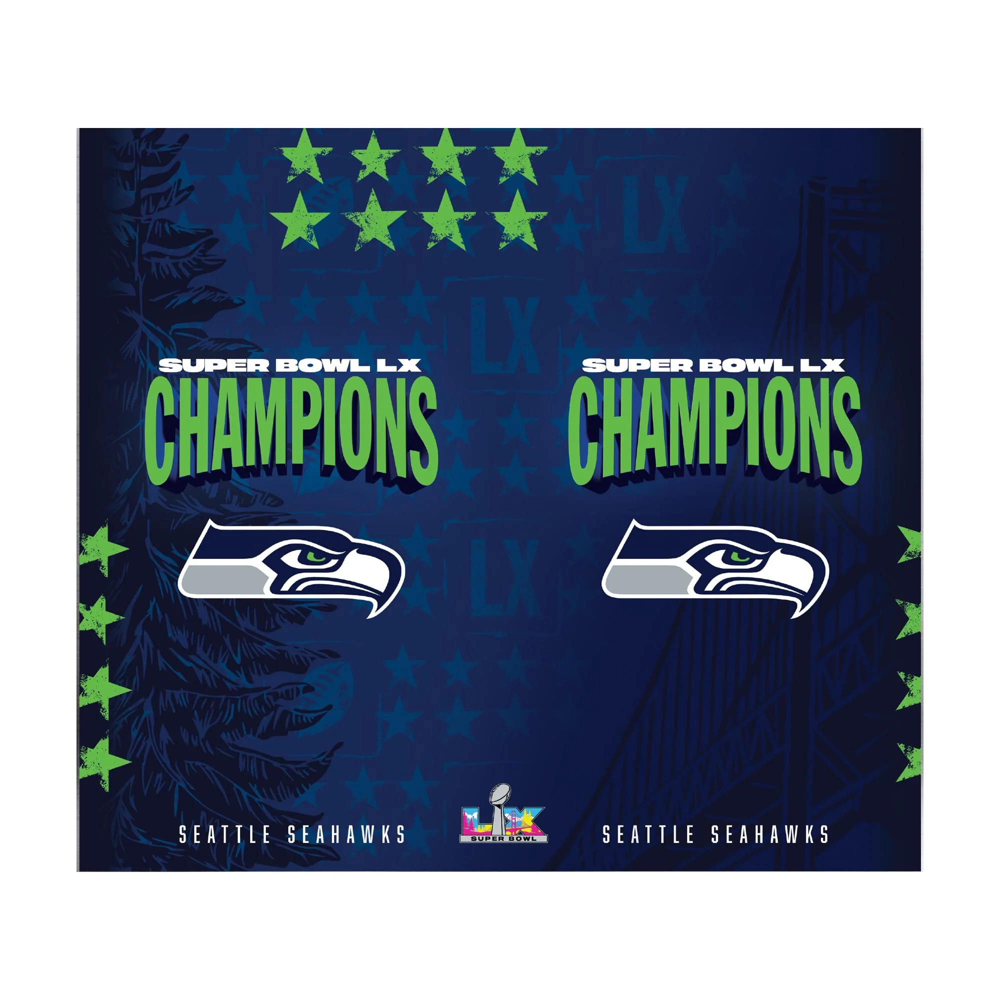 Rico Industries NFL Football Seattle Seahawks 2026 Super Bowl LX Champions 22oz Stainless Steel Tumbler with Lid - Great For Coffee, Tea, Water or Cocktails - Image 3
