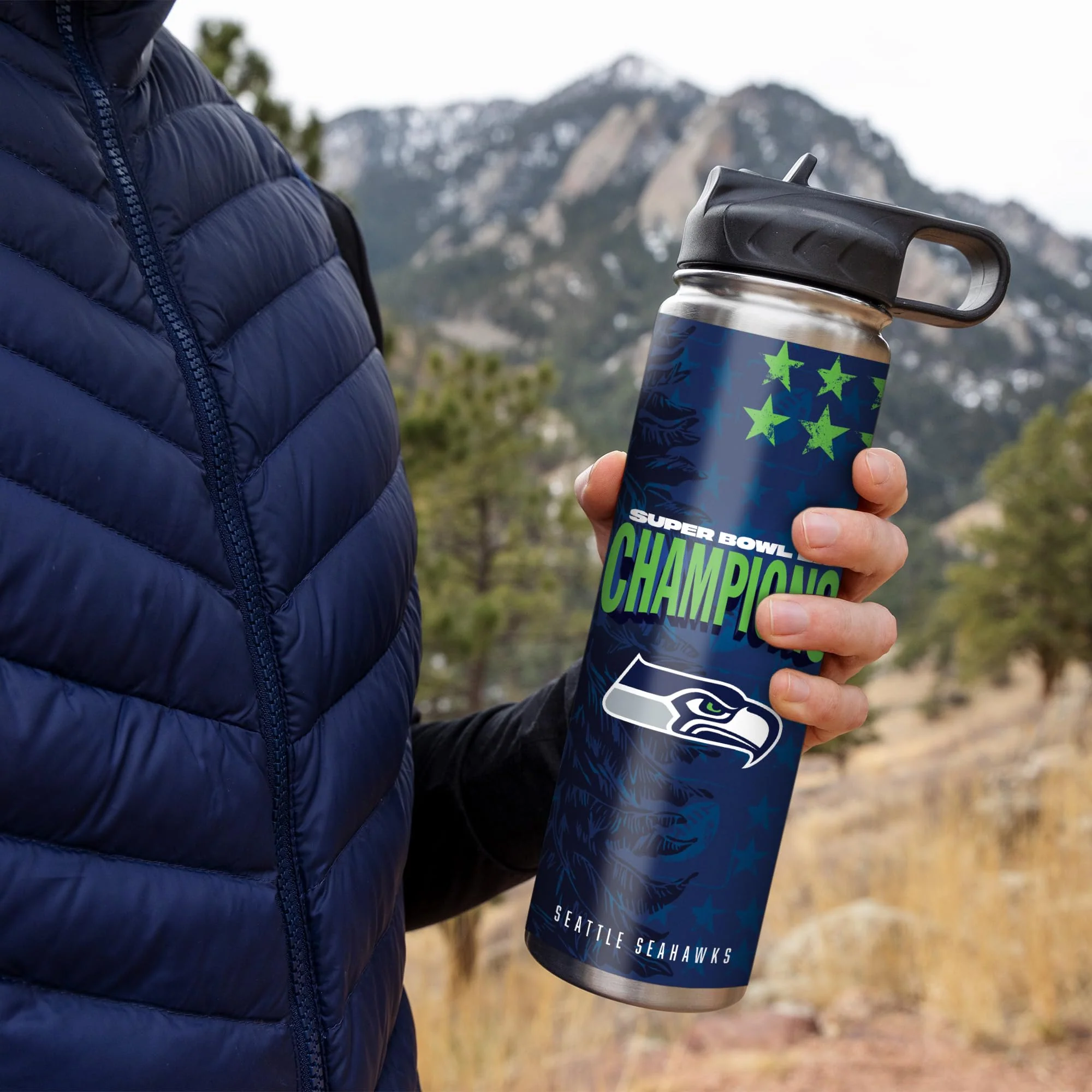 Rico Industries NFL Football Seattle Seahawks 2026 Super Bowl LX Champions 22oz Stainless Steel Tumbler with Lid - Great For Coffee, Tea, Water or Cocktails - Image 6
