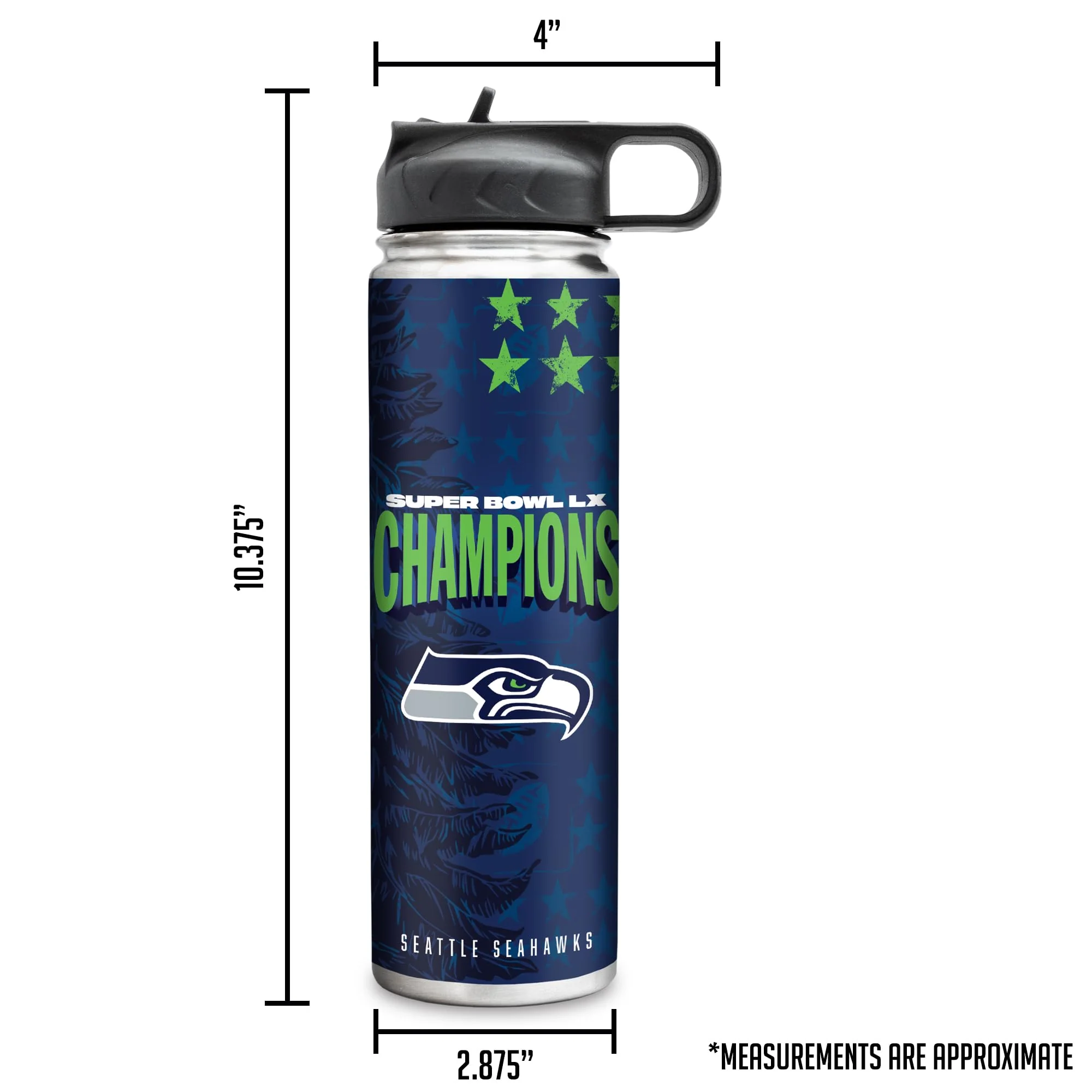 Rico Industries NFL Football Seattle Seahawks 2026 Super Bowl LX Champions 22oz Stainless Steel Tumbler with Lid - Great For Coffee, Tea, Water or Cocktails - Image 8