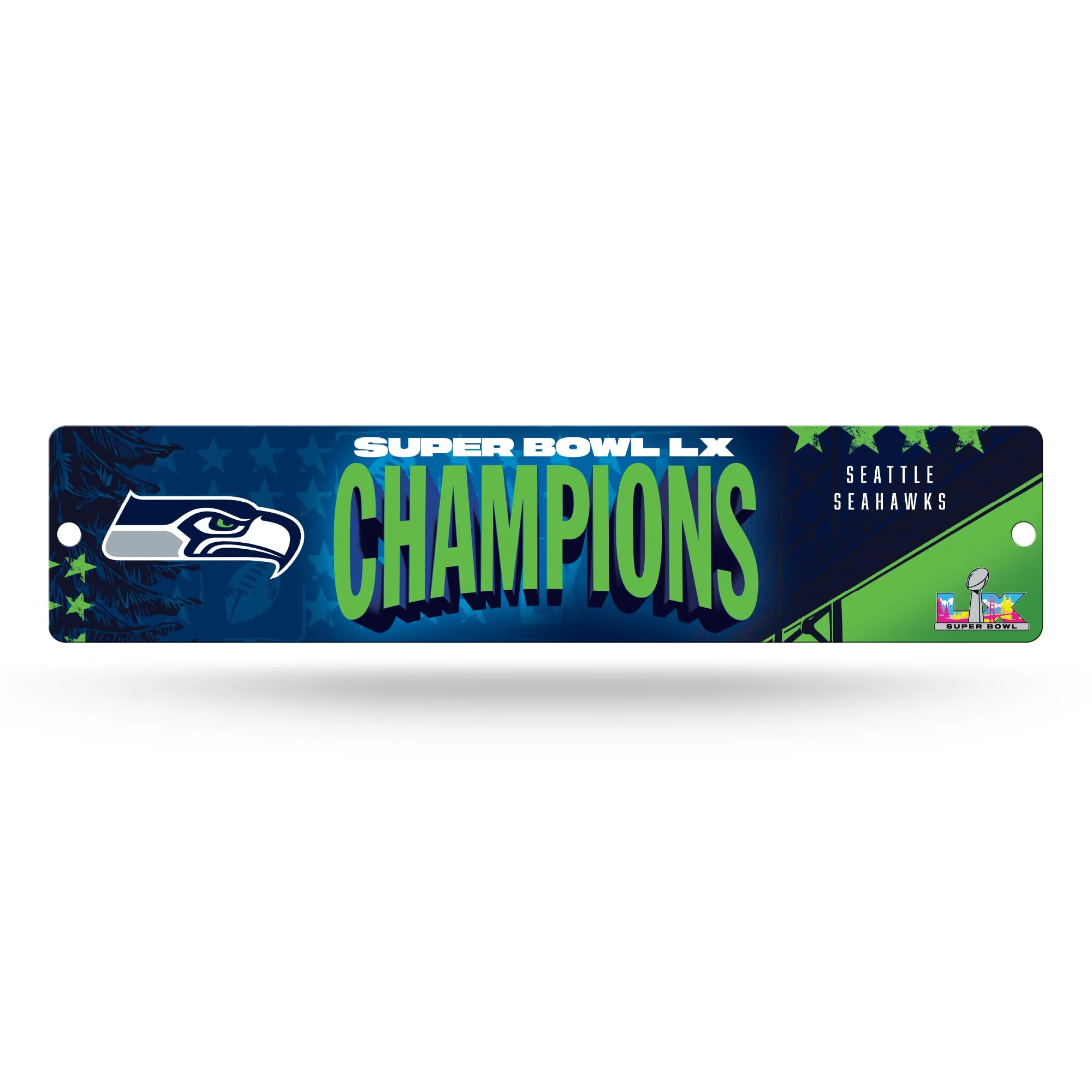 Rico Industries NFL Football Seattle Seahawks 2026 Super Bowl LX Champions Plastic 4" x 16" Street Sign