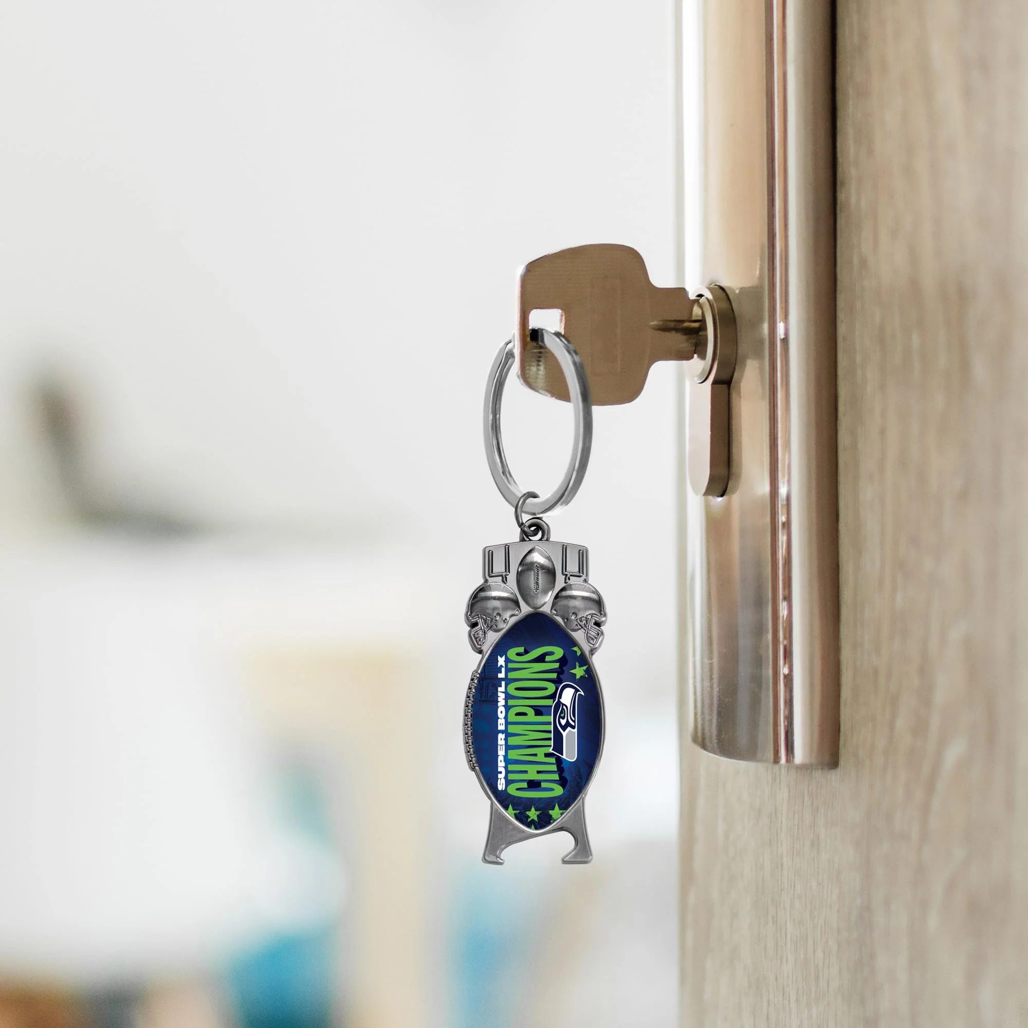 Rico Industries NFL Football Seattle Seahawks 2026 Super Bowl LX Champions Sculpted Bottle Opener Keychain - Car Accessory - Image 3