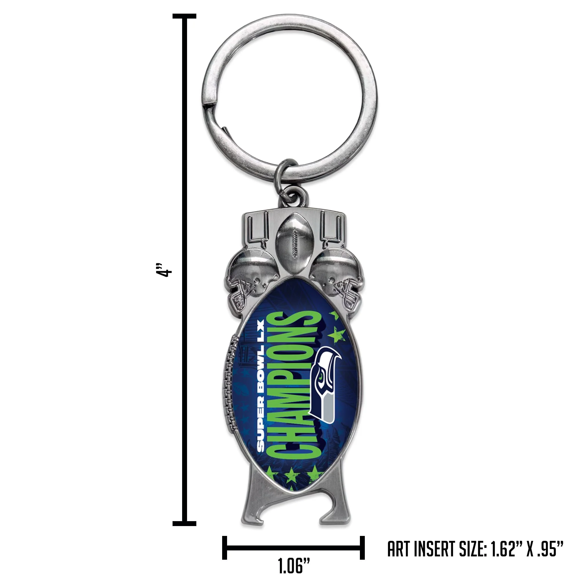 Rico Industries NFL Football Seattle Seahawks 2026 Super Bowl LX Champions Sculpted Bottle Opener Keychain - Car Accessory - Image 6