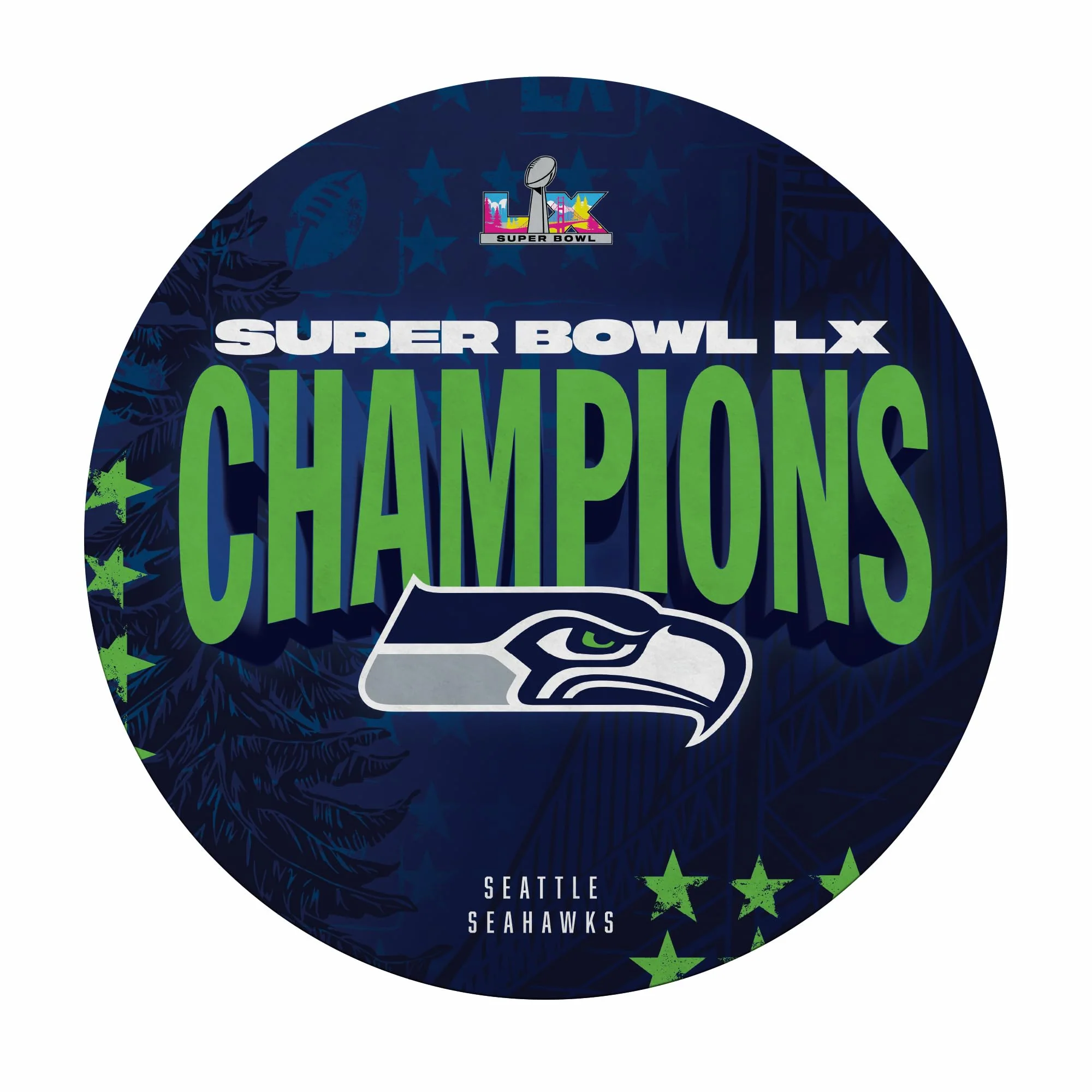 Rico Industries NFL Football Seattle Seahawks 2026 Super Bowl LX Champions Shape Cut Pennant - Home and Living Room Décor - Soft Felt EZ to Hang