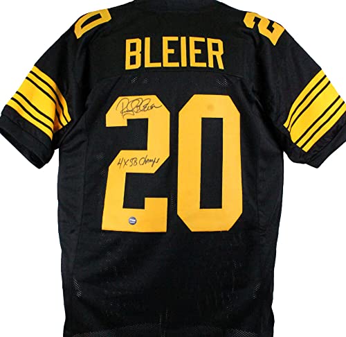 Rocky Bleier Autographed Black/Yellow # Pro Style Jersey w/ 4x SB Champs-Prova Black