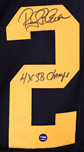 Rocky Bleier Autographed Black/Yellow # Pro Style Jersey w/ 4x SB Champs-Prova Black - Image 3