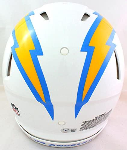 Rodney Harrison Autographed Chargers Authentic FS Speed Helmet- Beckett W Black - Image 3