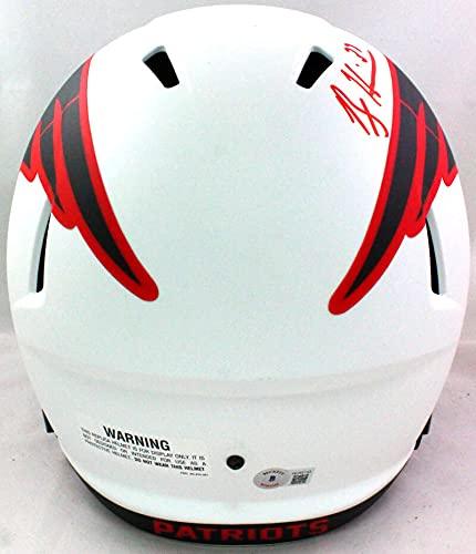 Rodney Harrison Autographed NE Patriot Lunar Speed F/S Helmet- Beckett W Red - Image 3
