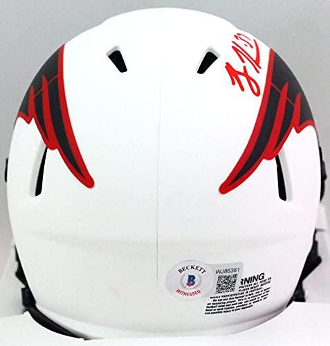 Rodney Harrison Autographed NE Patriots Lunar Mini Helmet- Beckett W Red - Image 2