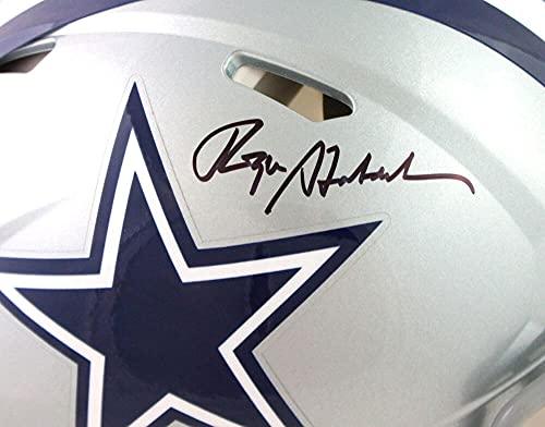 Roger Staubach Autographed Cowboys F/S Speed Authentic Helmet- Beckett W Black - Image 5