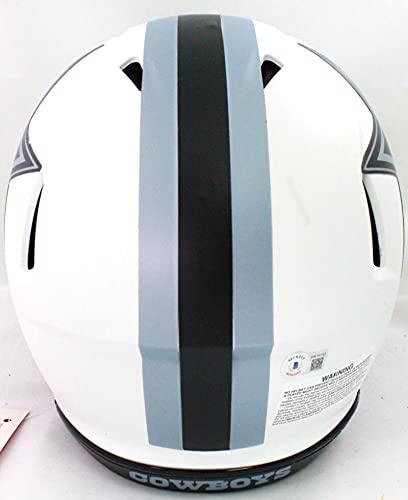 Roger Staubach Autographed Cowboys Lunar Speed F/S Helmet w 2 Insc- BeckettBlue - Image 3
