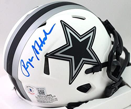 Roger Staubach Autographed Dallas Cowboys Lunar Speed Mini Helmet- Beckett Blue