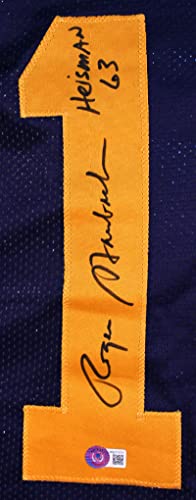 Roger Staubach Signed Blue College Style Jersey w/Insc.-Beckett W Hologram Black - Image 5