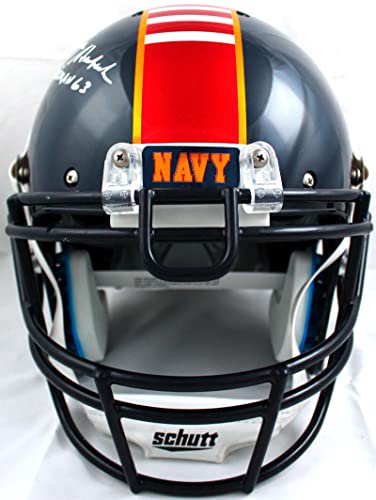 Roger Staubach Signed Navy F/S Schutt DTOM Authentic Helmet w/Heisman-Beckett W Hologram White - Image 6