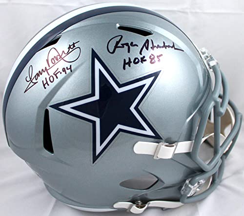 Roger Staubach/Tony Dorsett Signed Cowboys F/S Speed Helmet w/HOF-Beckett W Hologram Black