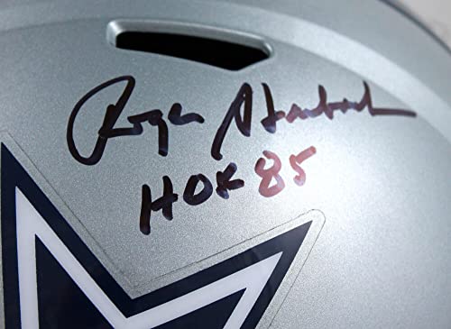 Roger Staubach/Tony Dorsett Signed Cowboys F/S Speed Helmet w/HOF-Beckett W Hologram Black - Image 7