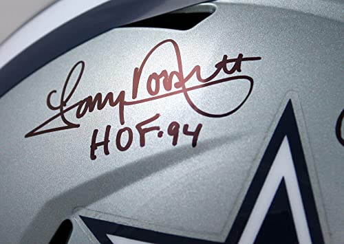 Roger Staubach/Tony Dorsett Signed Cowboys F/S Speed Helmet w/HOF-Beckett W Hologram Black - Image 8