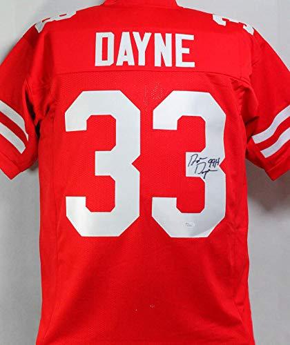 Ron Dayne Autographed Red College Style Jersey w/HT- JSA W MR3