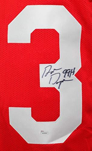 Ron Dayne Autographed Red College Style Jersey w/HT- JSA W MR3 - Image 3