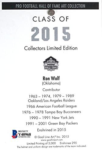 Ron Wolf Autographed Goal Line Art Card w/HOF- Beckett Blue - Image 2
