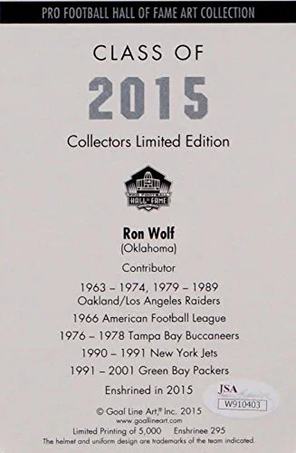 Ron Wolf HOF Signed Green Bay Packers Goal Line Art Card-JSA Auth - Image 3