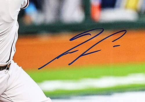 Ronald Acuna Autographed Atlanta Braves Batting w/Long Hair 16x20 Photo- Beckett W Blue - Image 2