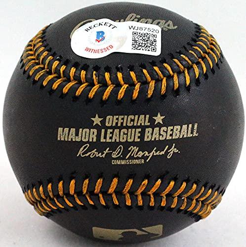Ronald Acuna Autographed Black Rawlings OML Baseball- Beckett W Silver - Image 2