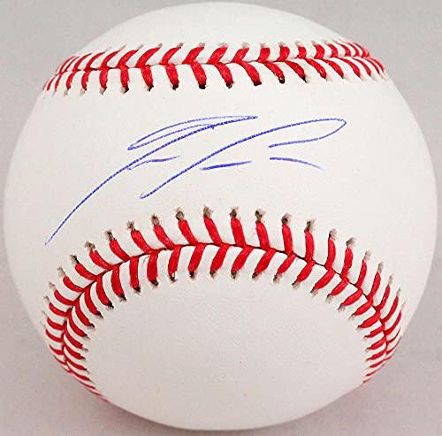 Ronald Acuna Autographed Rawlings OML Baseball- Beckett W Blue