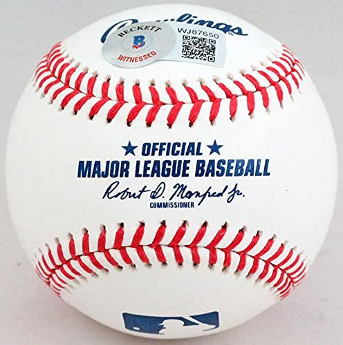 Ronald Acuna Autographed Rawlings OML Baseball- Beckett W Blue - Image 2