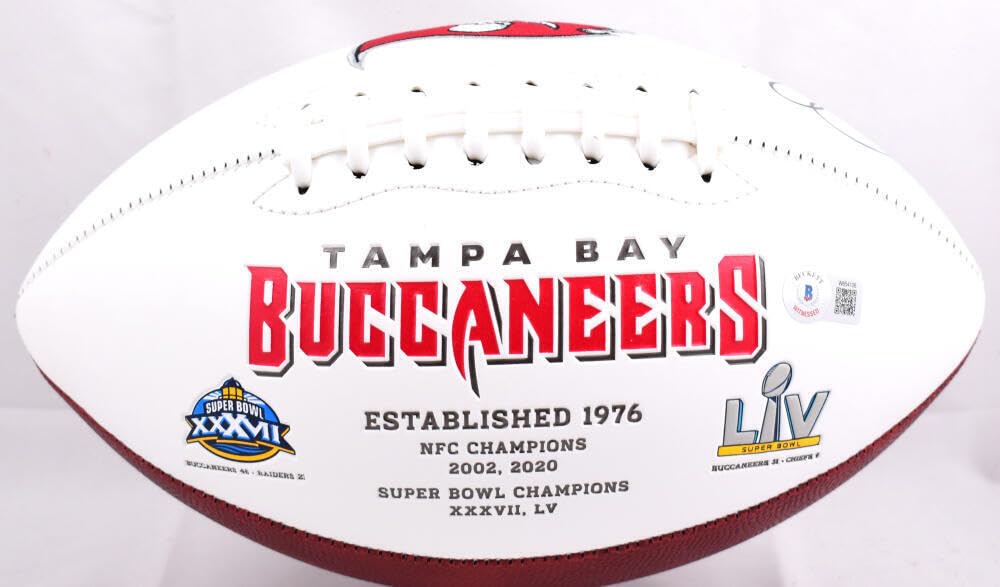 Ronde Barber Autographed Tampa Bay Buccaneers Logo Football- Beckett W Hologram - Image 7
