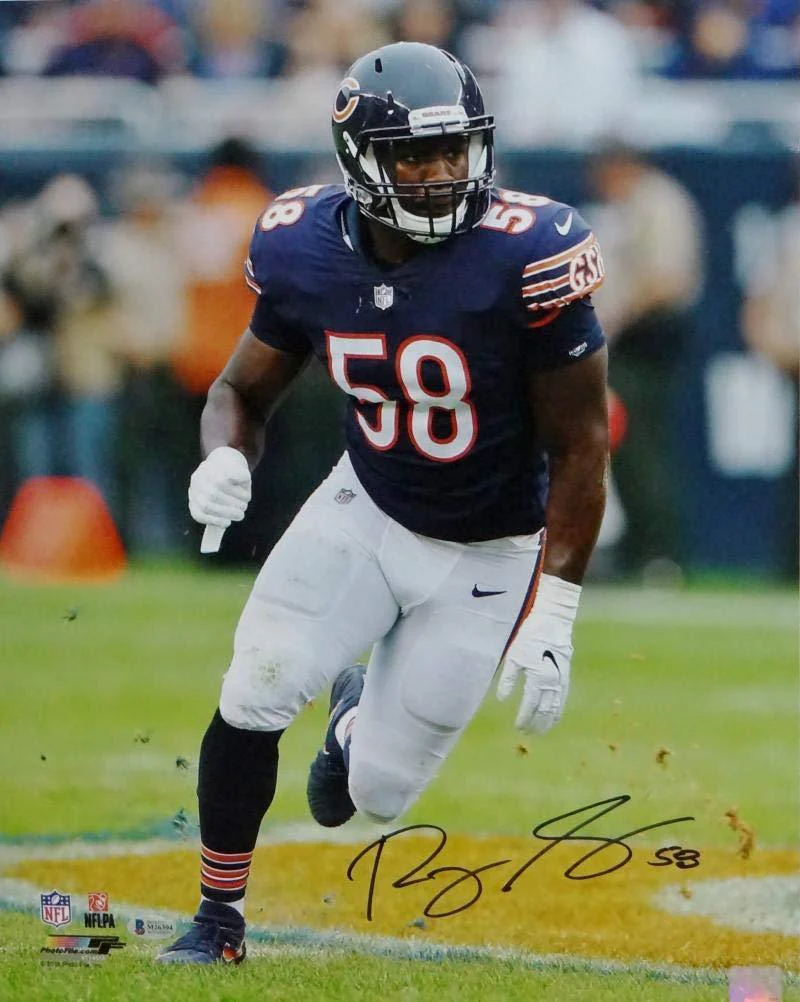 Roquan Smith Autographed Chicago Bears 16x20 PF Photo Running Right - Beckett Auth Black - Image 2