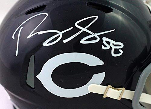 Roquan Smith Autographed Chicago Bears 60s Classic Speed Mini Helmet- Beckett Witness White - Image 2