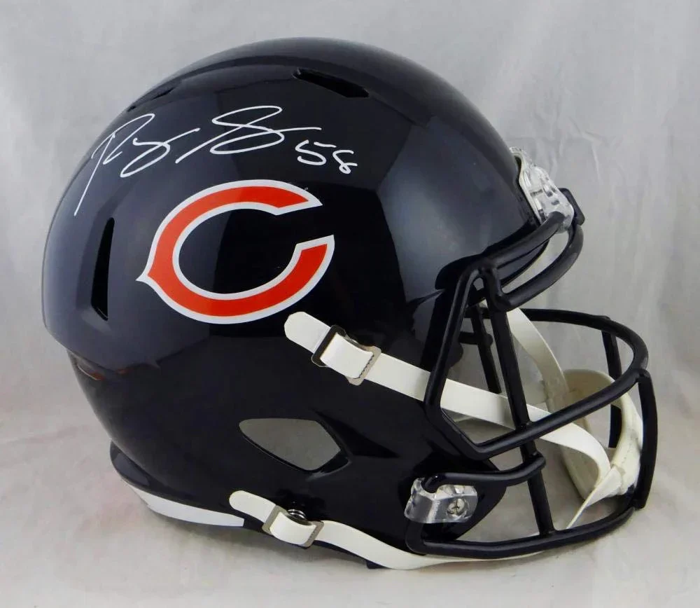 Roquan Smith Autographed Chicago Bears F/S Speed Helmet- Beckett Auth White - Image 2