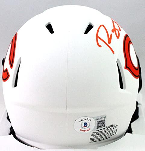 Roquan Smith Autographed Chicago Bears Lunar Speed Mini Helmet- Beckett W Orange - Image 2