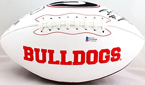 Roquan Smith/Sony Michel Autographed GA Bulldogs Logo Football- Beckett W Black - Image 2