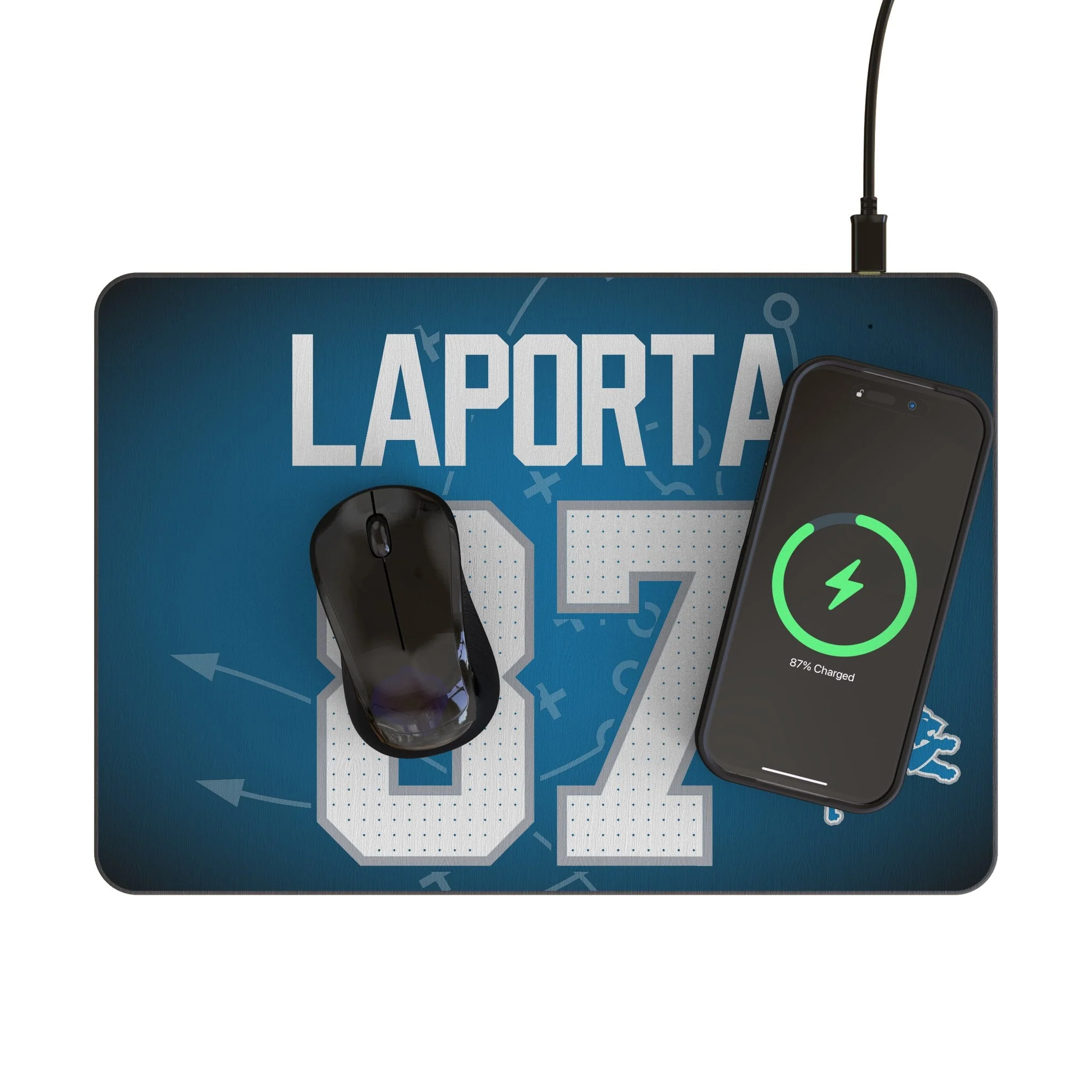 Sam LaPorta Detroit Lions 87 Game Tactic 15-Watt Wireless Charger and Mouse Pad - Image 2