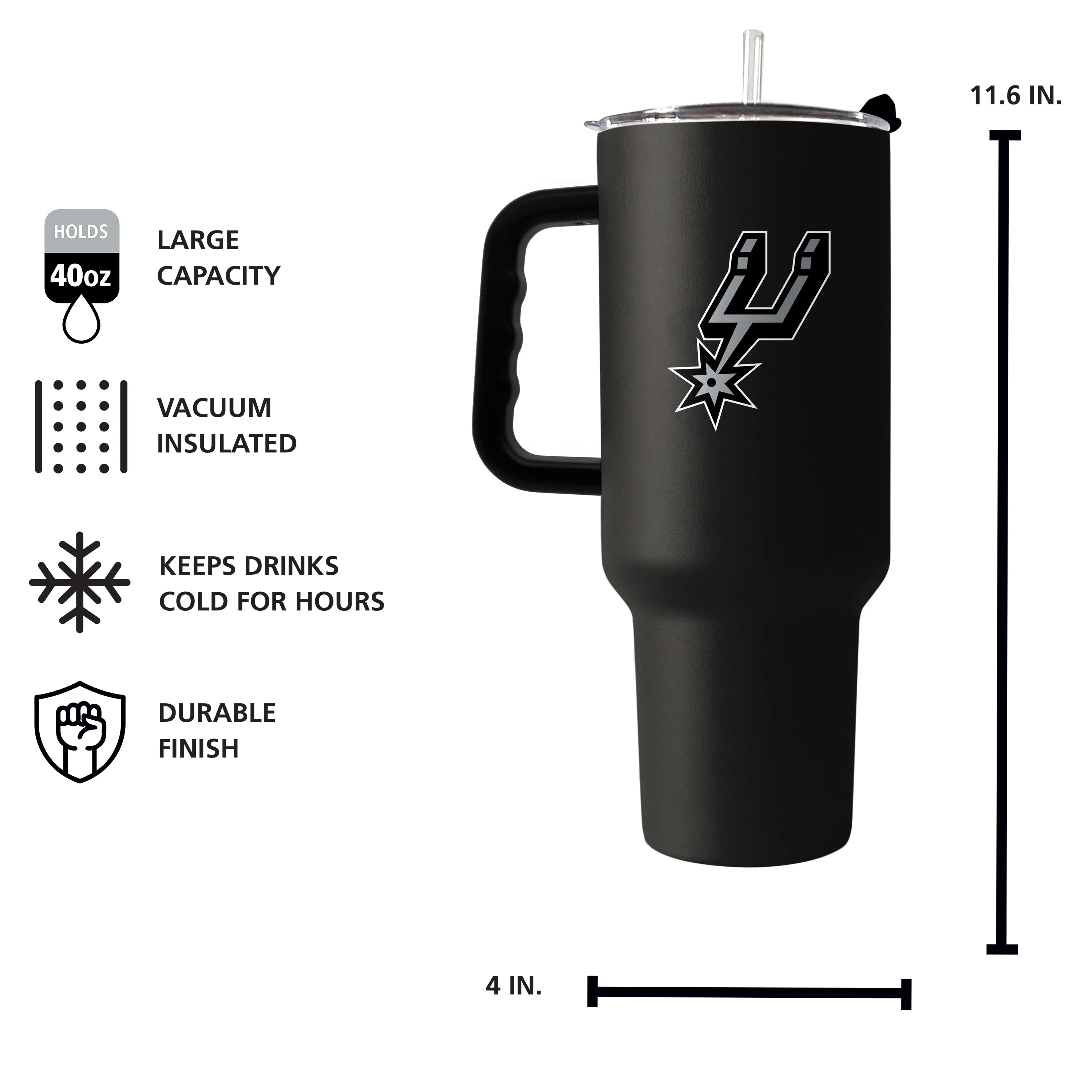 San Antonio Spurs 40oz Flipside Powder Coat Tumbler - Image 5