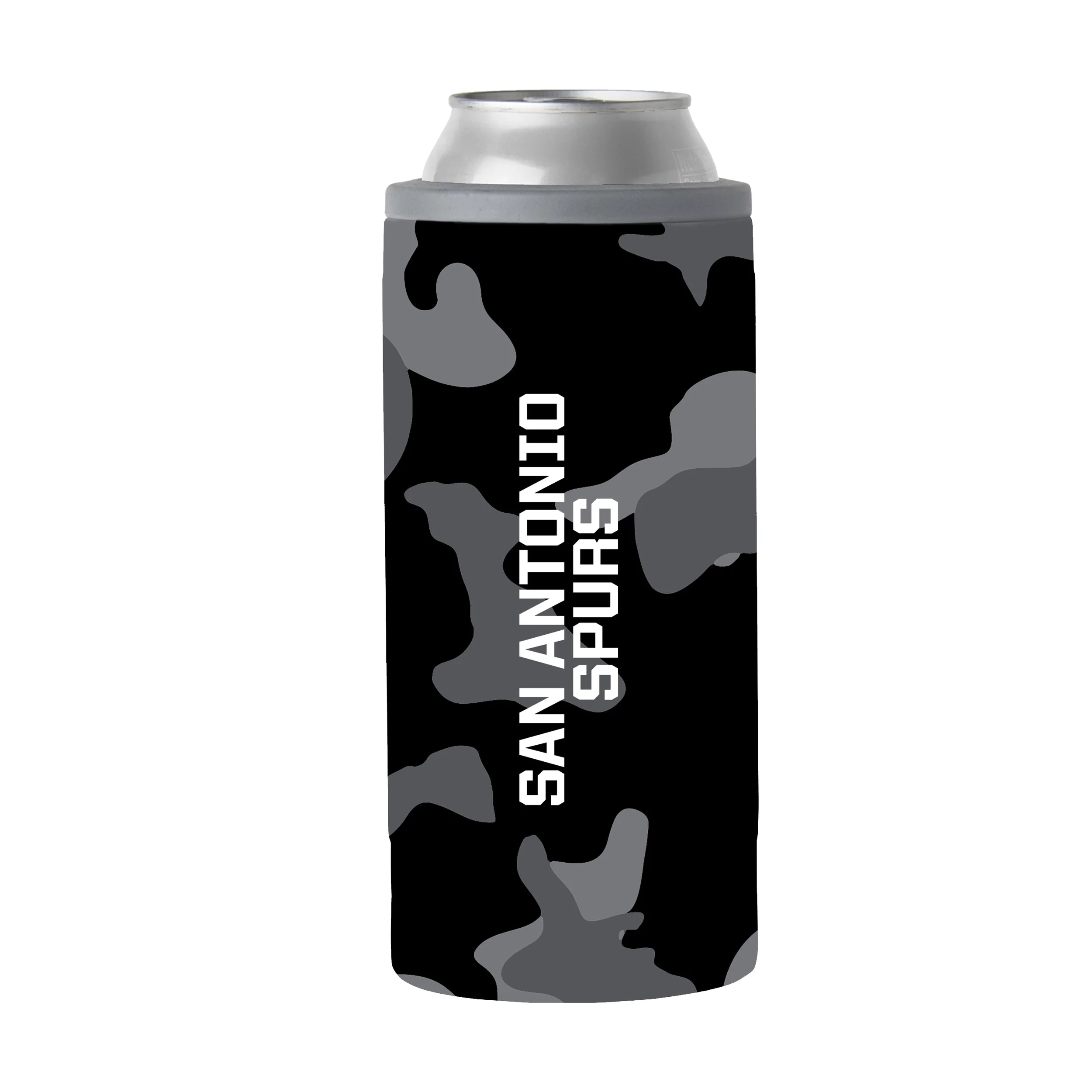 San Antonio Spurs Black Camo 12oz Slim Can Coolie - Image 2
