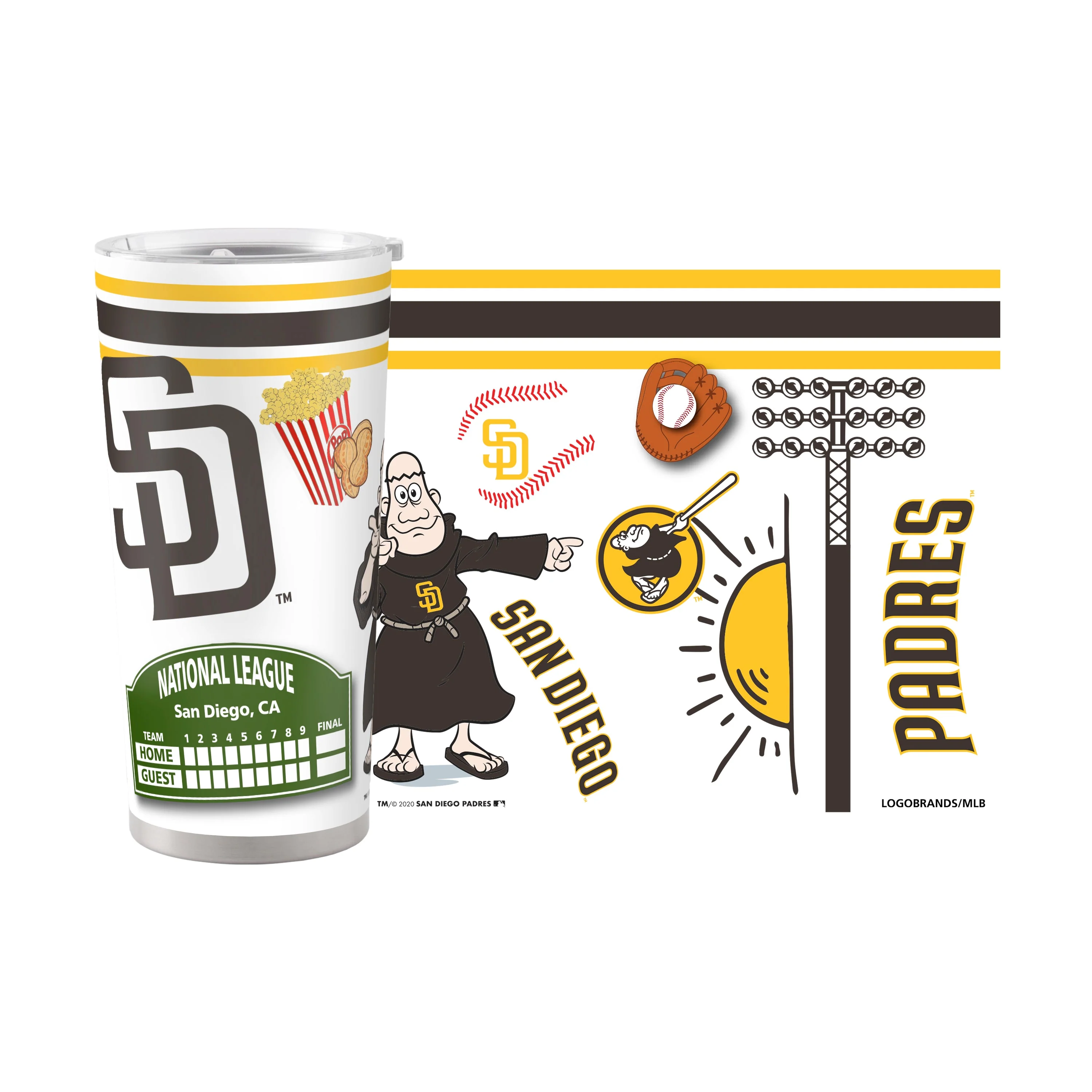San Diego Padres 20oz Native Stainless Steel Tumbler - Image 2