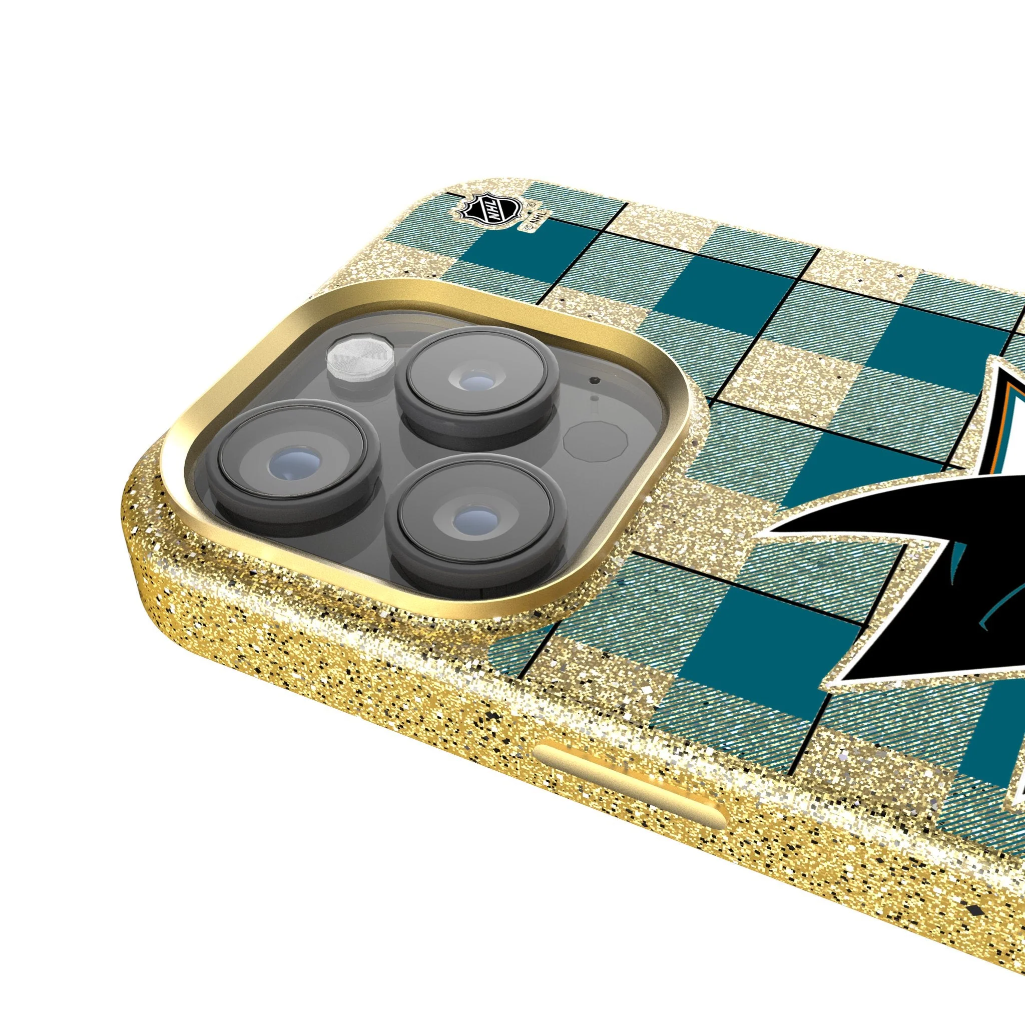San Jose Sharks Plaid Bling Phone Case - Image 4