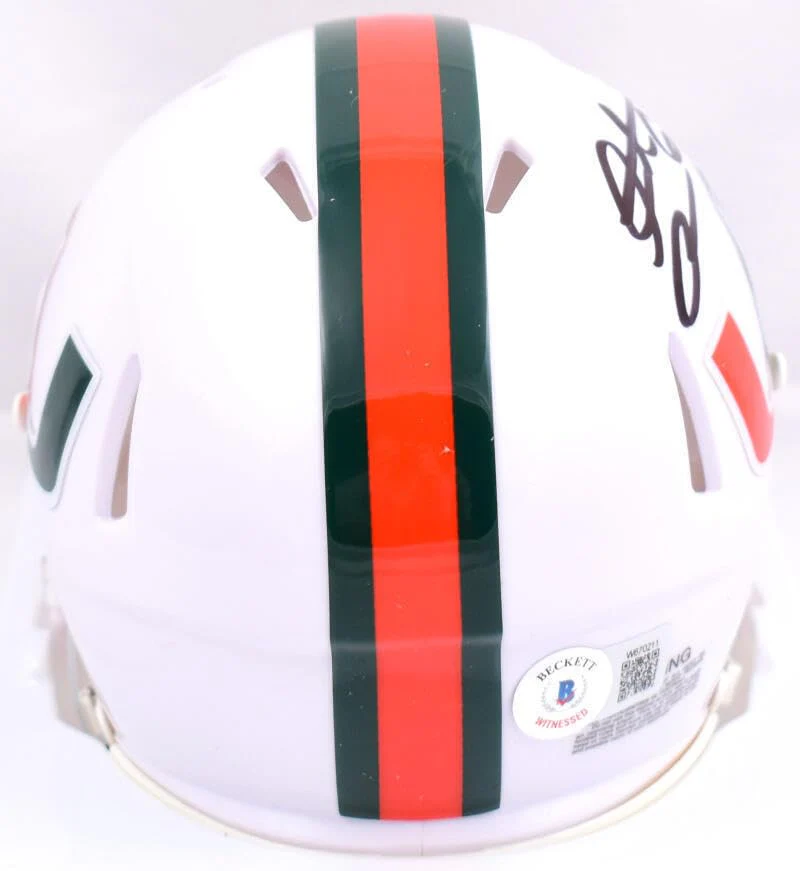 Santana Moss Autographed Miami Hurricanes Speed Mini Helmet-Beckett W Hologram - Image 7