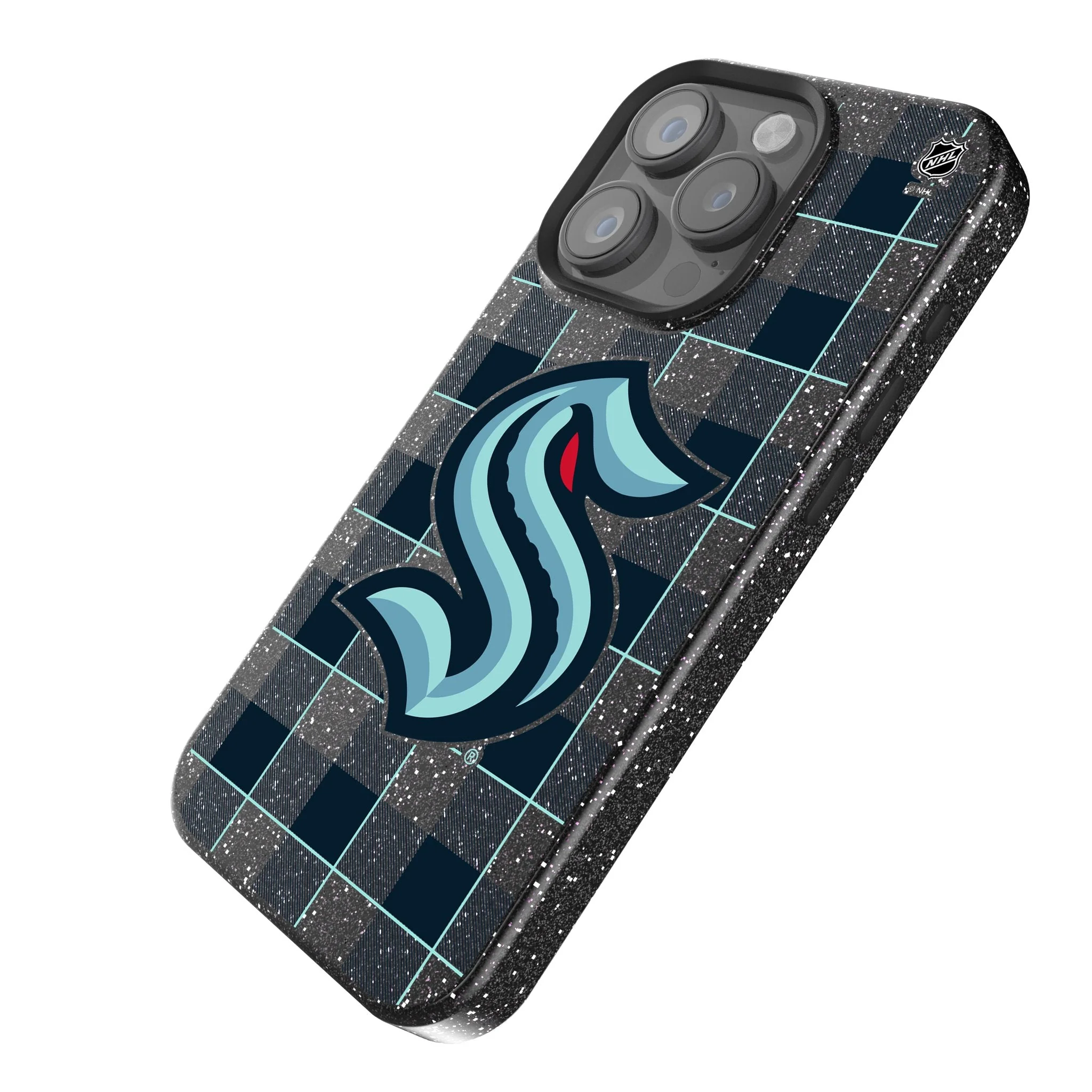 Seattle Kraken Plaid Bling Phone Case - Image 2