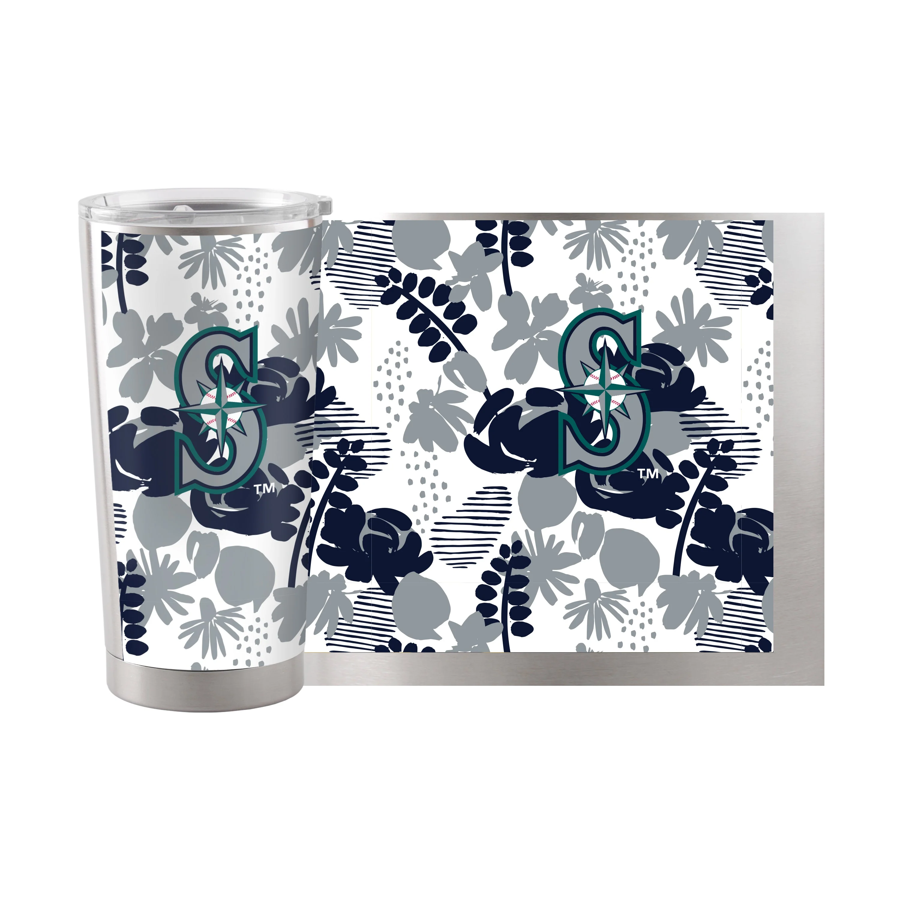 Seattle Mariners 20oz Floral Stainless Steel Tumbler - Image 2