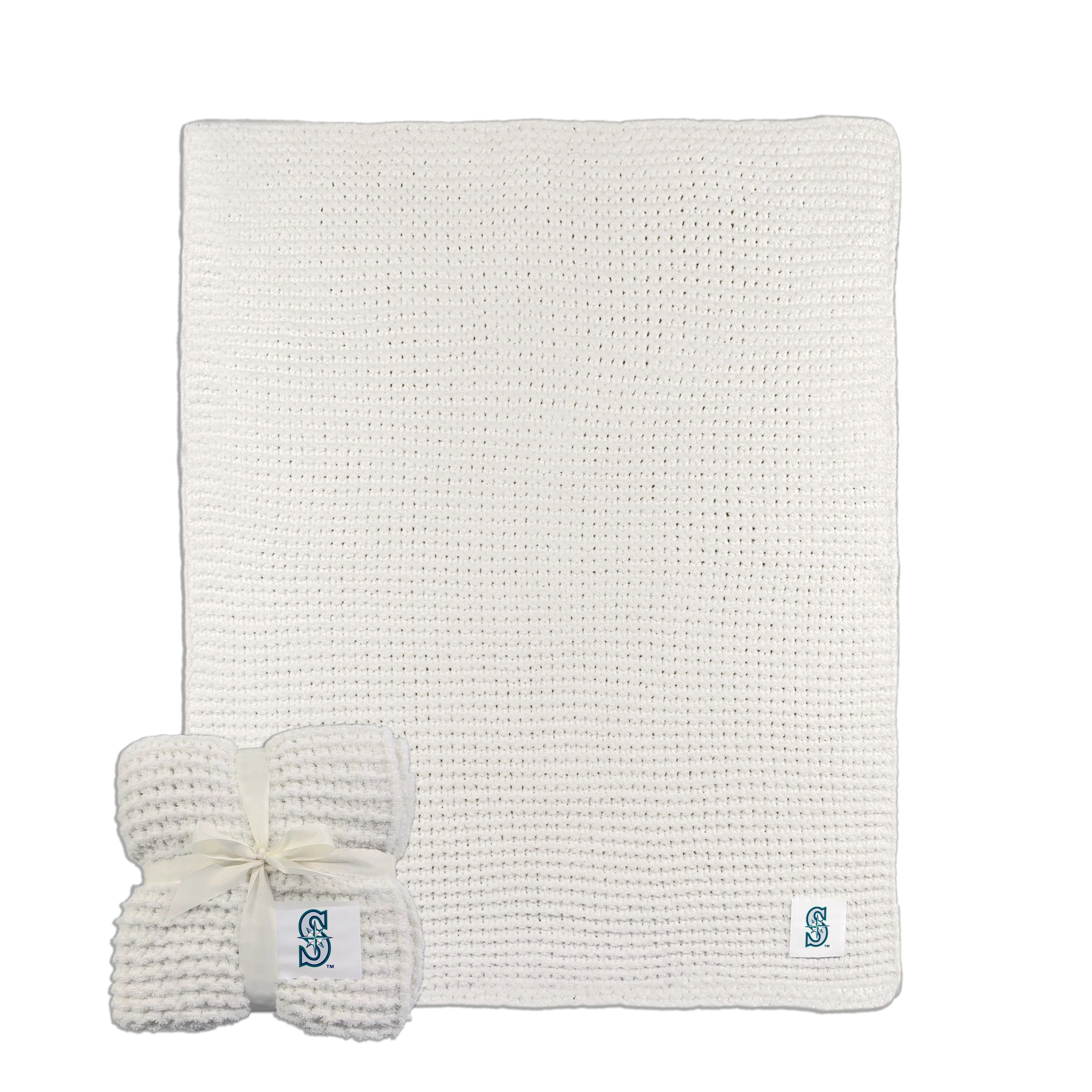 Seattle Mariners Ivory Cable Knit Throw 50x60