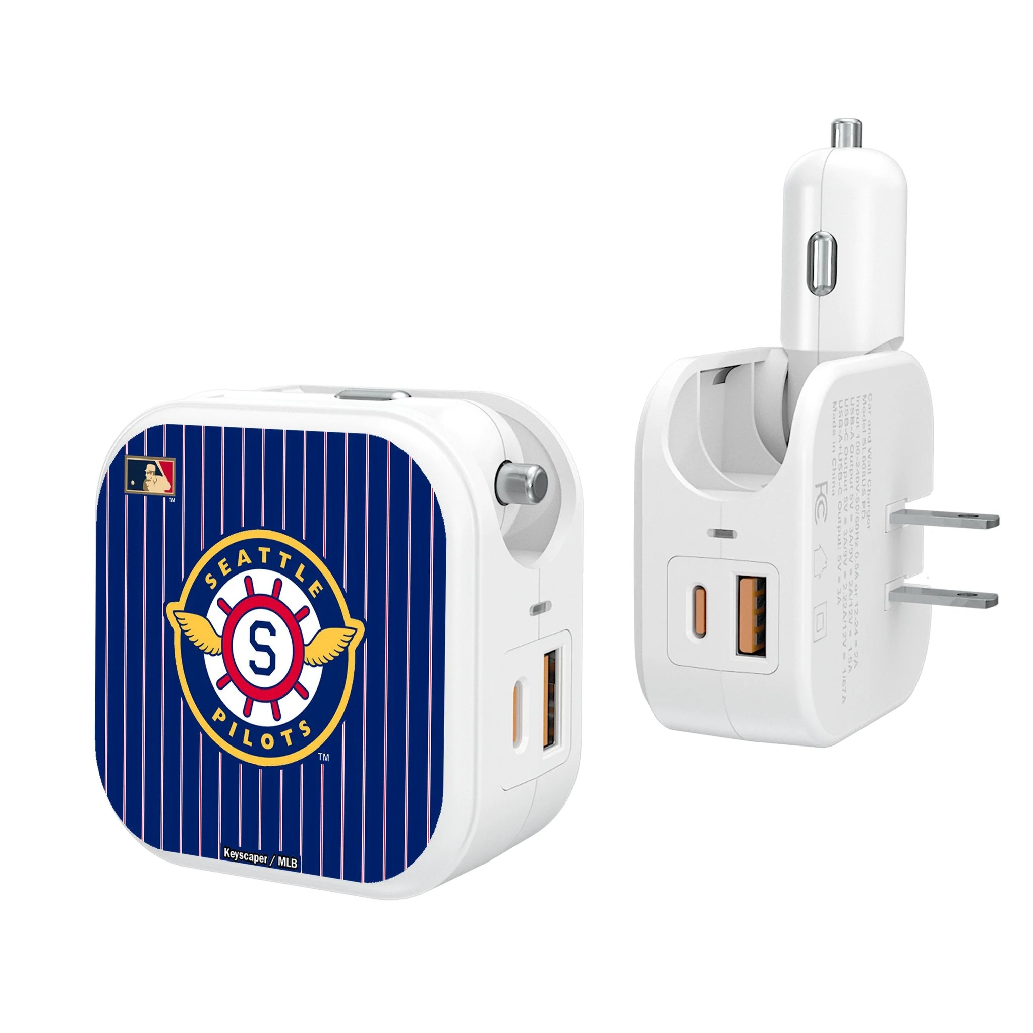 Seattle Pilots 1969 - Cooperstown Collection Pinstripe 2 in 1 USB Charger