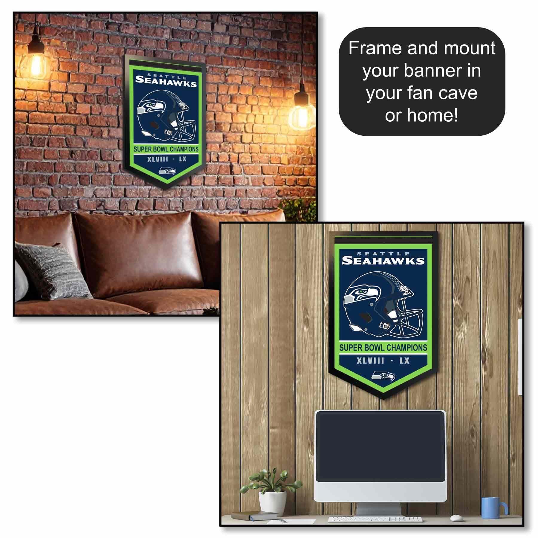 Seattle Seahawks 2 Time Super Bowl Champions Banner Pennant - Image 2